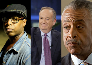 Talib Kweli (C. Flanigan/WireImage); Bill O'Reilly (NBC/NBCUniversal); the Rev. Al Sharpton (Paul J. Richards/AFP)